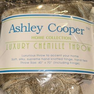 Ashley Cooper Chenille-like Throw in Soft Tan Plaid